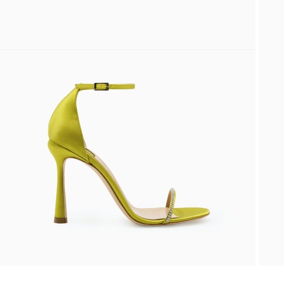 THOM SOLO RITA SANDAL LIME SATIN CLEAR SWAROVSKI CRYSTAL STRASS
4 INCH HEEL 38 - Picture 1 of 8